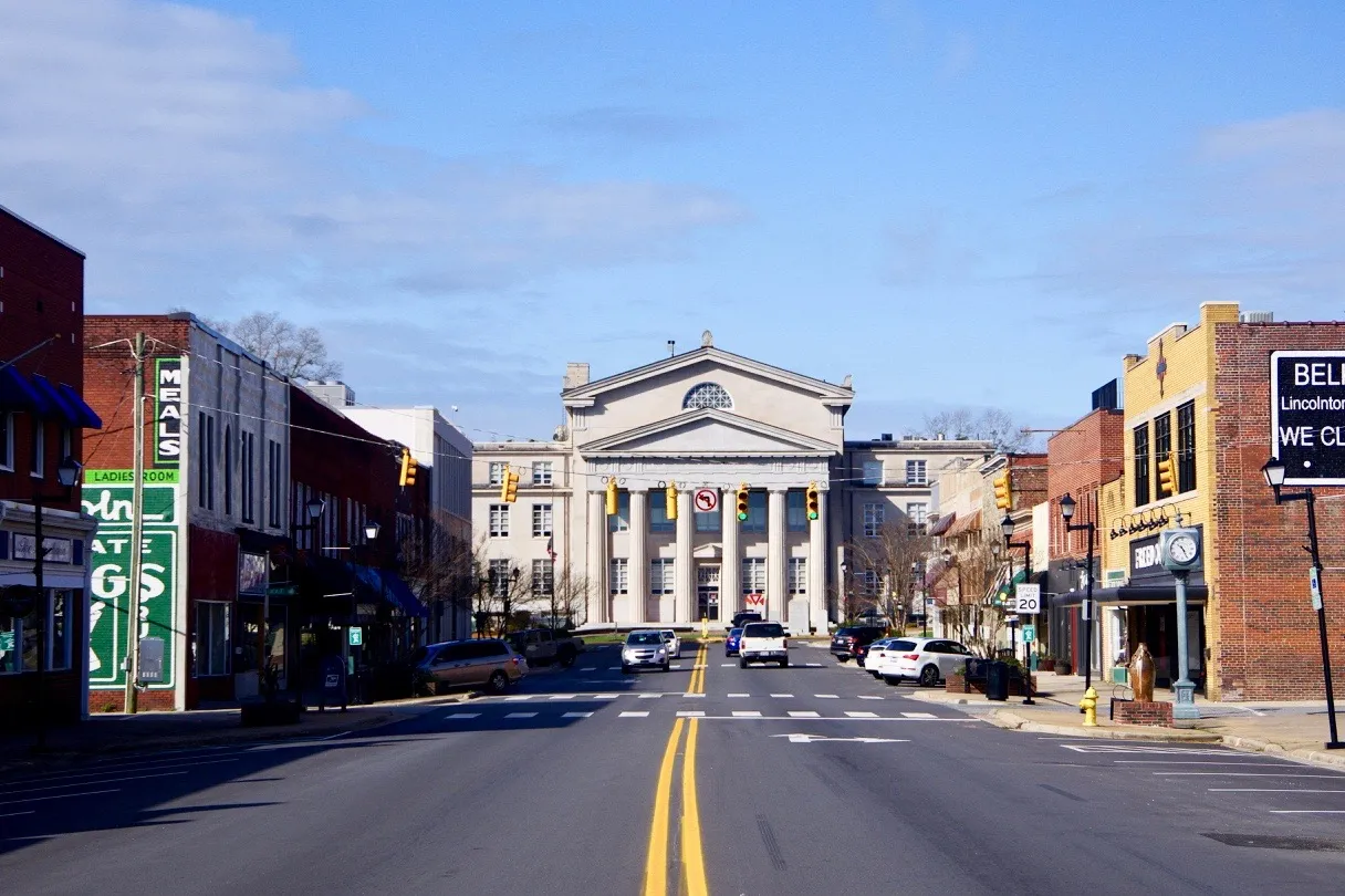 Main Street in Lincolnton looking toward the Lincoln County Courthouse